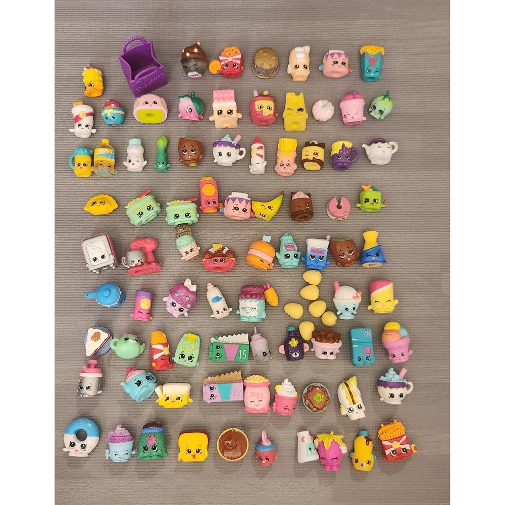 Shopkins Moose Toys Mixed Lot 70+ Pieces Figures Basket Food Series